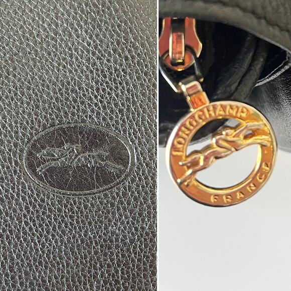 Vintage Longchamp Double Compartment Shoulder Bag Black Made in France - Picture 3 of 11